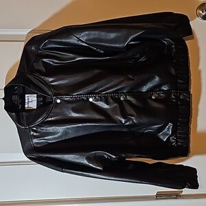 Faux Leather Bomber Jacket